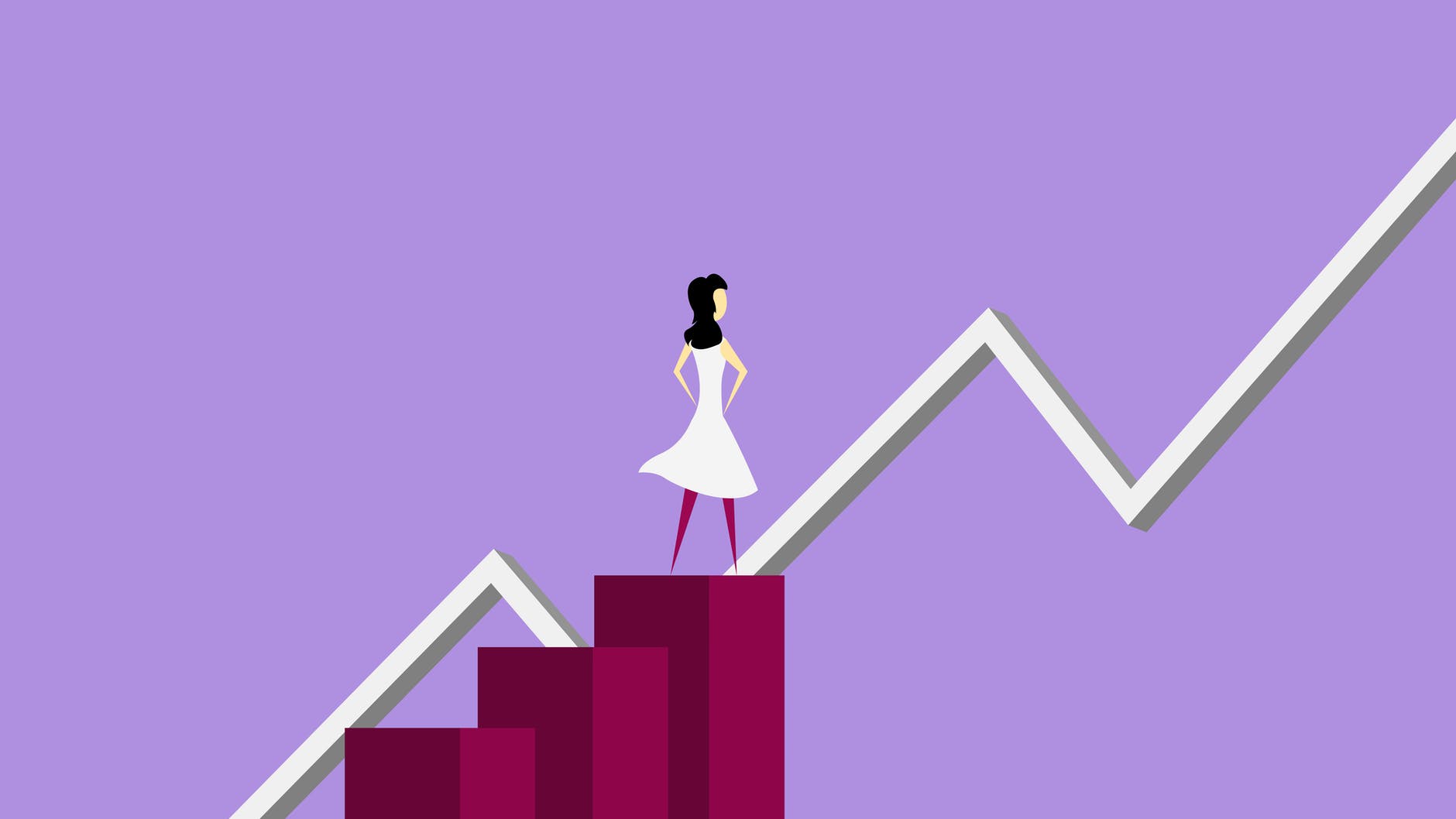 illustration of woman standing inside a chart showing increasing performance, which is what you'll see when you use your unrealised strengths more